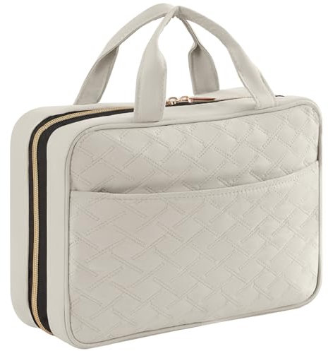 Lifewit Reise Kulturbeutel Damen, große Reise Kosmetiktasche Kulturtasche zum Aufhängen Organizer für Frauen, transparente Schminktasche mit hängendem Haken für Behälter, Medium,Hellgrau