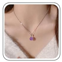 Xduargs Collier Bohème Opale Pierre De Lune Pendentif Vintage - Cristal Améthyste Pierre De Naissance Violet - Chaîne Bijoux Pour Femmes