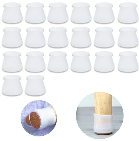 20 Stück Klein Stuhlbeinkappen, Rund Silicone Chair Leg Floor Protectors, Stuhlbein Bodenschoner Keine Kratzer, für Stuhlbeine, Holzböden, Laminat und Fliesenböden(Weiß)