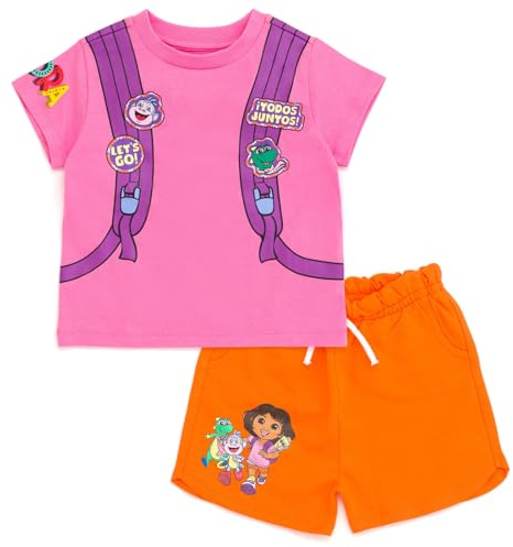 Nickelodeon Dora Ensemble t-shirt et short en tissu bouclette pour fille Tailles 2T - 7-8 ans