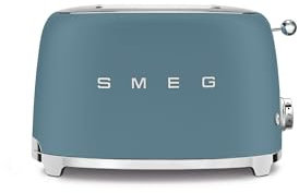Smeg, Grille-pain 2 Tranches TSF01SBMEU, 2 Fentes 36 mm, 6 Niveaux de Brunissage, Fonction Chauffage, Décongélation et Bagel, Éjection Automatique du Pain, Ramasse Miettes, 950 W, Storm Blue