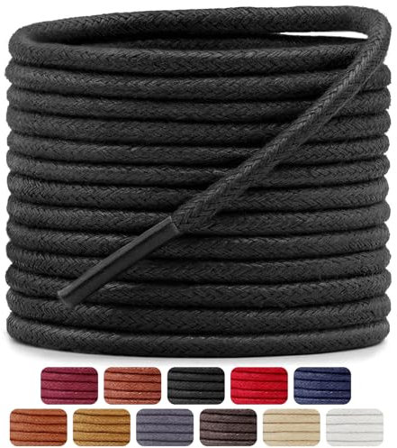 Dafannis 2 Paires Lacets Cirés Ronds pour Chaussures Habillées et de Ville - Business Boot Bottines, Épaisseur 2,5 mm