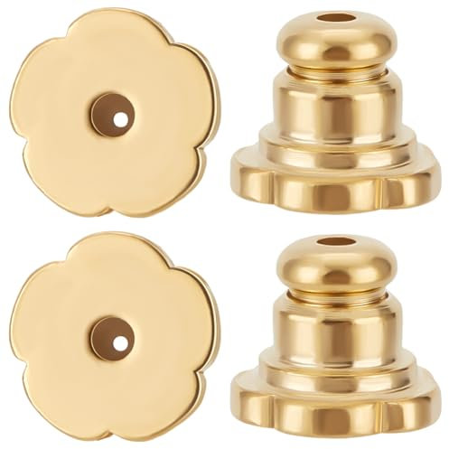 Beebeecraft 1 caja de 12 tuercas para Pendientes con Cierre de de Latón Chapado En Oro de 18 quilates para Asegurar los Pendientes (Dorado)