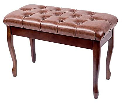 Piano Bench with Large Storage Box Teak White Leather Keyboard Bench for Vanity 76x35x49cm