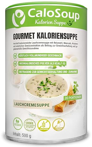 CaloSoup hochkalorische Lauchcremesuppe 500g, 20 Portionen | Fertigsuppe mit Gemüse zum Zunehmen, Flüssignahrung als Fertiggericht