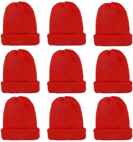 qianduoduo 9 Stück Set Eierwärmer,Eierwärmer-Strickmütze,Eierwärmer Weihnachten, Eiwärmer aus Strick, Eiwärmer aus Strick witzige Frühstückstisch Deko Brunch Geschenk Ei Warmhalter (Rot)