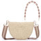 SUKUTU Sac d'épaule Tressé en Demi-cercle pour Femmes Sac de Plage en Paille Sac d'épaule Tressé avec Bandoulière en Chaîne