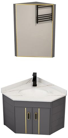 MYUYEE Waschbecken modernes wandmontiertes Badezimmer-Waschbecken Eckwaschbecken im Badezimmerschrank für kleine Räume mit Spiegelschrank-Waschbecken-Design. Weiß -,Weiß - 55 cm