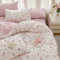 Nayoroom Bettwäsche 155x220 Baumwolle Blümchen Aesthetic Weiß mit Blumen Bettwäsche-Set mit Kissenbezug 80x80 cm Blumenmuster Weiß Rosa Wende Bettbezug 155 x 220 cm und Reißverschluss