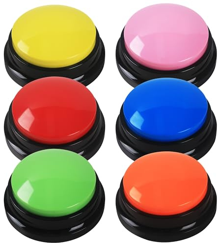 DUBUOZA 6 stycken buzzer med inspelningsfunktion, husdjur talking träning svar buzzer 30 sekunders inspelning, hund intelligensleksak lämplig för utbildning av husdjur (6)