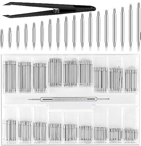 Watch Strap Pins – 144pcs Stainless Steel Watch Pins Assorted Sizes 8–25mm – Spring Bars Watch Repair Kit for Watch Band Replacement and DIY Bracelet Adjustments