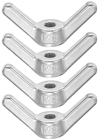 PATIKIL Wing Nuts, 4 Pcs M6 x 1 304 Stainless Steel Wing Nuts Fasteners Parts Metric Thread for Repair Install House Furniture Boat, Silver