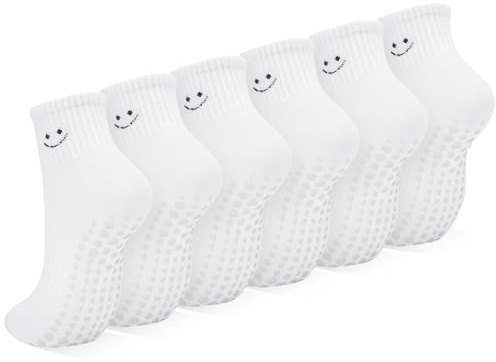 Aurmly 6 Paar Pilates Socken Damen 39-42 Yoga Stoppersocken Sneakersocken