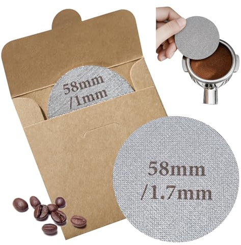 Puck Screen 58mm, 2 Stück Puck Screen 1mm/1.7mm Puck Sieb, Edelstahl Gesinterte Kaffeefilter für Espresso Coffee Siebträger Unteres Duschsieb, Wiederverwendbar Rostfrei