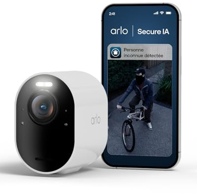 Arlo Ultra 3 Telecamera WiFi Esterno Senza Fili, Telecamera WiFi Interno, 4K UHD, Sirena Allarme Casa, Sensore Di Movimento, Audio Bidirezionale, Prova Arlo Secure Inclusa, 1 Telecamera, Bianche