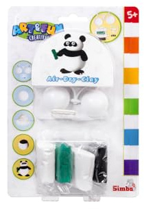 Simba Art & Fun Air Dry Clay Panda – Kreativset mit lufttrocknender Knete, 4X Airclay Farben, Kunststoffteilen & Anleitung, Bastelset für Kinder ab 5 Jahren