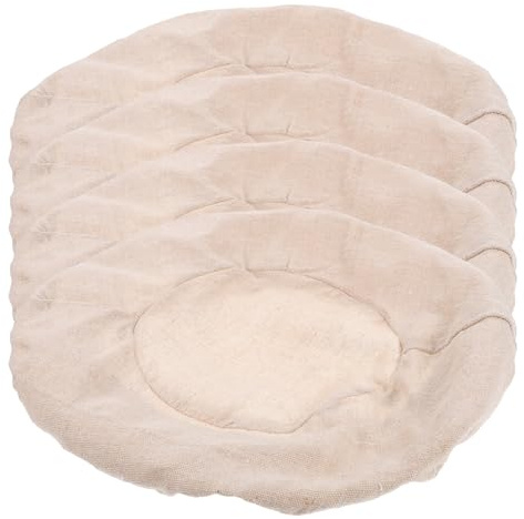 HOMSFOU 4 Stück Gärkörbchen Einlagen aus Stoff für 30cm Runde Gärkörbe mit Elastischem Rand Waschbar und Faltbar Geeignet für Sauerteig und Backzubehör Beim Brotbacken