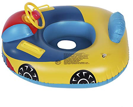 Chiyyak Robuster, Aufblasbarer Auto-Kleinkind-Schwimmring mit Lenkrad für Babys mit 10 cm Beindurchmesser, Geeignet für Strandspaß, Größe 31,5 X 27,56 Zoll