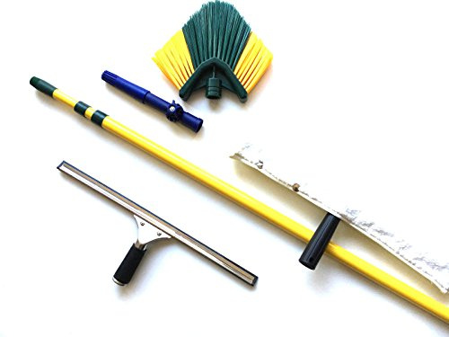 Professional Fensterwischer Einwacher 45cm Teleskopstiel Besen Set