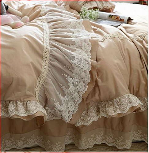 SHABBY CHIC ISABELLE Set lit modèle Taupe B Cache sommier 160 X 200, Couette/Couvre-lit 200 x 230, taies x2 pZ. 74 x 47