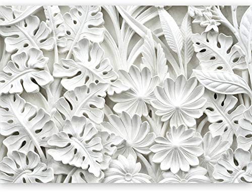 murando Fototapete selbstklebend 490x280 cm - Foto Tapete Tapetenfolie Möbelfolie Wandverkleidung Wandtapete Motivtapeten Bildtapete Wohnzimmer Schlafzimmer 3d Effekt Modern Blätter weiß f-B-0058-a-a