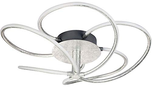 GLOBO Design LED Decken Leuchte Wohn Ess Zimmer Lampe blatt silber Farben gebogen 67823-40D1S