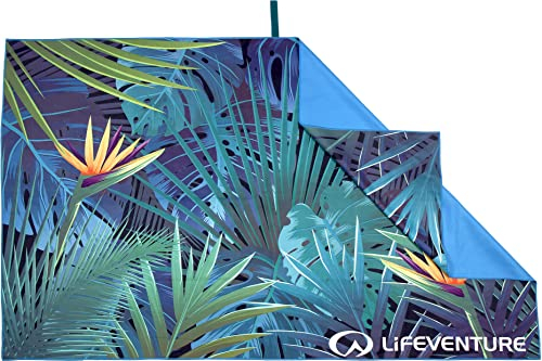 Lifeventure Recycled SoftFibre Travel Towel — Compact, Lightweight Quick-Dry Sports & Beach Towel, Sand-Free Design, Giant (Tropical)
