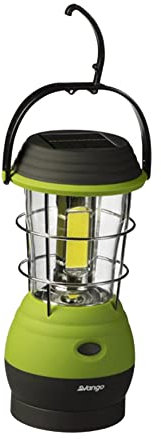 Vango Lunar 250 Eco Rechargeable Camping Lantern, Solar Powered Camping Light with USB Output, Warm Effect LG LED's, 250 Lumens, Foldable Handle Ideal for Fishing, Hiking, Inside Tents, Green