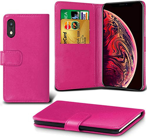 iPhone X/XS Flip Case - Folio PU Leather Wallet With Stand, Magnetic Closure, ID Card Holder Slot - Phone Cover For iPhone XS/X (Pink)