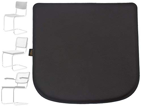 Luxflair Echt-Leder Sitzkissen für Stuhl Breuer Thonet 80-S32-S43-S64 Sitzauflage aus echtem Leder, Farbe: Schwarz