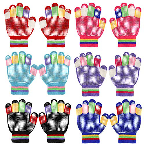 QKURT Kinder Anti-Rutsch-Handschuhe, Winter Warm Stretchy Handschuhe Unisex Stretch Fäustlinge für 5~8 Jahre alte Jungen und Mädchen