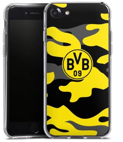 Silikon Hülle kompatibel mit Apple iPhone 7 Case transparent Handyhülle BVB Borussia Dortmund Fanartikel