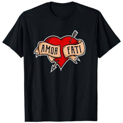 Amor Fati - Klassisches Nietzsche Tattoo Herz Design T-Shirt
