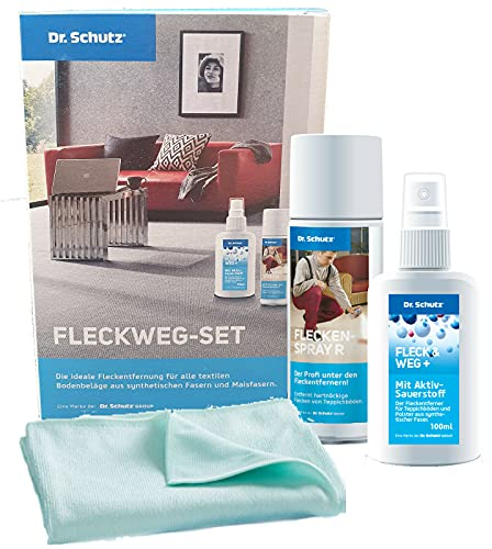 Dr. Schutz Fleck Weg Set | Fleckenentferner für textile Böden, Polster und Textilien |mit Dr. Schutz Fleck & Weg und Fleckenspray R