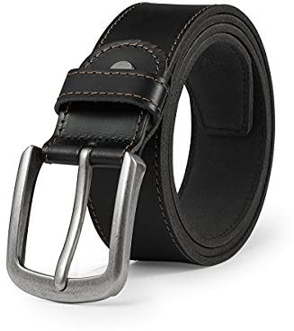 BELTER Ceinture Homme en Véritable Cuir Ceinturon Hommes Pour Jean- Boucle à Ardillon Classique Coffret Cadeau (140cm, Noir)