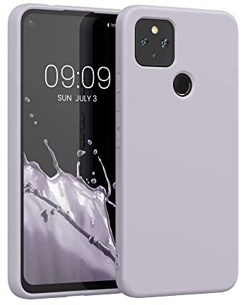 kwmobile Hülle kompatibel mit Google Pixel 4a 5G Hülle - gummierte TPU Silikon Handyhülle - Schutzhülle für kabelloses Laden - Case in Purple Cloud