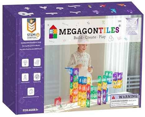 Magnetic Tiles Marble Run|120PCS Premium Magnet Tiles| STEM AUTHENTICATED|Marble Run|Magnetic Blocks|Magnetic Toys|Magnetic Building Blocks|Magnets for kids|Magnetic Tile Toy Boys Girls 3-10 Year Old