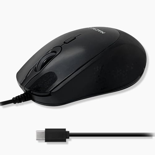 Macally Ratón USB C con Cable, preciso, cómodo y silencioso, Mouse Tipo C para Mac, MacBook Pro/Air, iMac, Apple iPad, Windows Computer PC, portátil, USB C con 4 Modos de dpi