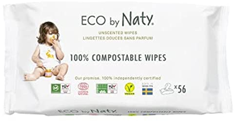 Eco by naty Lingettes Bébé compostables - Le paquet de 56