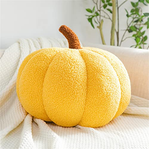 EXQUILEG 3D Plüsch Kürbis Dekokissen Kopfkissen Kissen Geburstagsgeschenke Sitzkissen Zierkissen für Kinderzimmer Sofa Dekoration (Gelb,20cm)
