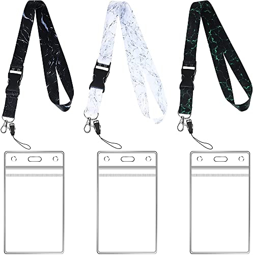 3 Stück Schlüsselband Umhängeband Kartenhalter Lanyard Kartenhüllen Schlüsselbänder Schlüsselband Personalisiert Ausweishalter für Handy Schlüssel Arbeitskarte ID-Karten(Marmorierung)