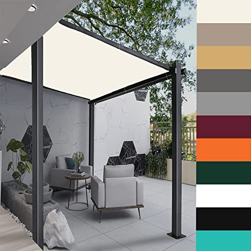 KUAW Parasole Rettangolare 4x7M per Balconi Arredo Giardino Gazebo Copertura Pergolato Tenda A Vela Resistente allo Strappo Vela Ombreggiante Protezione Raggi UV, Beige