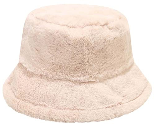 Yixda Damen Winter Mütze Fischerhüte Weiche Kunstpelz Eimerhut Bucket Warm Hut (Beige)