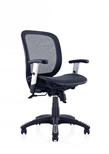 Ergomax Lendenwirbelstütze, mittlere Rückenlehne, Netzgewebe, verstellbare Armlehnen, ergonomischer Stuhl, 107,7 cm maximale Höhe, schwarz