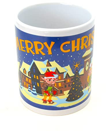 300ml Feliz Navidad taza de café taza de té. Papá Noel escena de la natividad regalo para padres. renos, duendes, navidad. xmas
