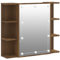 vidaXL Spiegelschrank mit LED, Wandschrank für Badezimmer, Badschrank mit viel Stauraum, Badezimmerschrank Spiegel Badmöbel Wandmontage, Braun Eichen-Optik