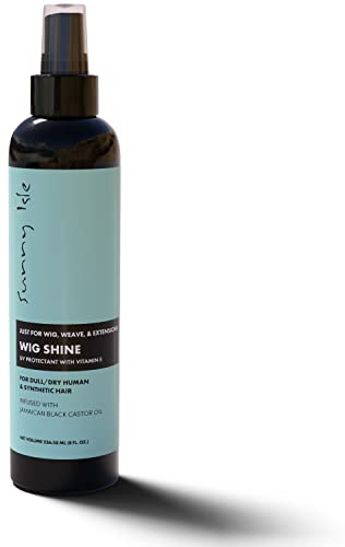 Sunny Isle Just for Wig, Weave, Braid, & Extensions Wig Shine 8oz | UV Protectant with Vitamin E, Jamaican Black Castor Oil