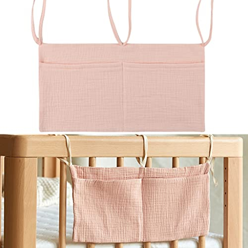 Dalettu Babybett Aufbewahrungstasche,2-in-1-Kinderzimmer Hängender Bett Organizer Rosa,Windeln Babybetttasche,Hängen Aufbewahrungsbeutel für Kinderbett Organizer, Kinderzimmer Aufbewahrungstaschen