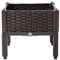 Mingone Jardinière sur Pied en Rotin Jardinière d'Extérieur avec Trou de Drainage Convient pour Jardin Terrasse Balcon, 40 x 40 x 38cm, Marron