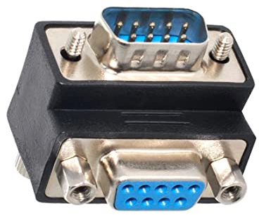 chenyang RS-232 Anschlüsse, EIA RS-232 D-Sub 9-polig Stecker auf Buchse 90 Grad nach unten abgewinkelter Gender Changer Verlängerungsadapter für Monitor und Projektor